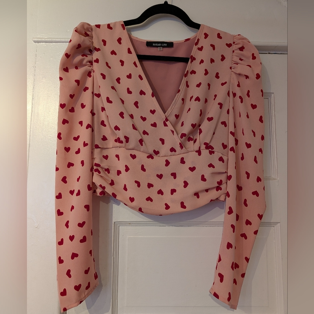 Sugarlips Pink Heart Print Top